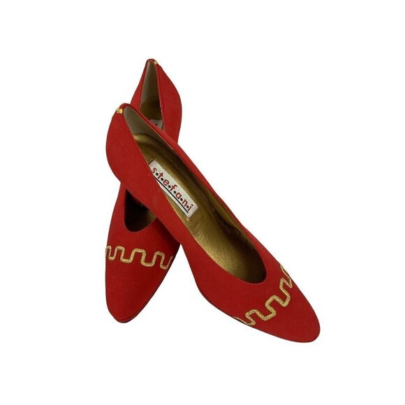 Stefani Shoes - Stefani Women's Red & Gold Heels